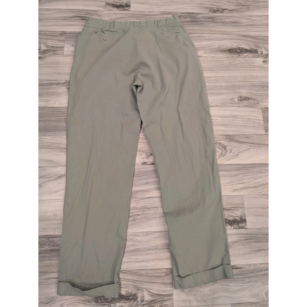 Vintage Polo Ralph Lauren Men's Hammond Pants Fit 36x32 Pleated Cuffed Olive - Picture 7 of 12